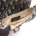 Dior Saddle Bag Mini Oblique Peacock Navy Canvas Leather — view 3
