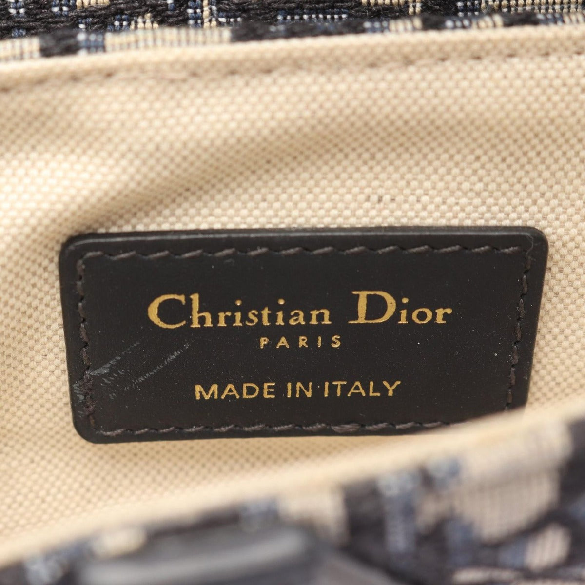Dior Saddle Bag Mini Oblique Peacock Navy Canvas Leather — view 4
