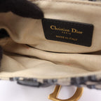 Dior Saddle Bag Mini Oblique Peacock Navy Canvas Leather — view 5