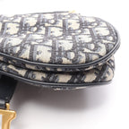 Dior Saddle Bag Mini Oblique Peacock Navy Canvas Leather — view 7
