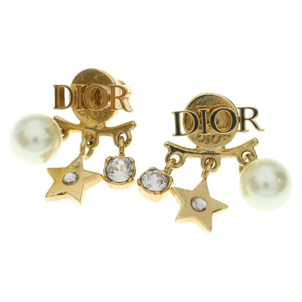 Dior Logo Faux Pearl Earrings Gold