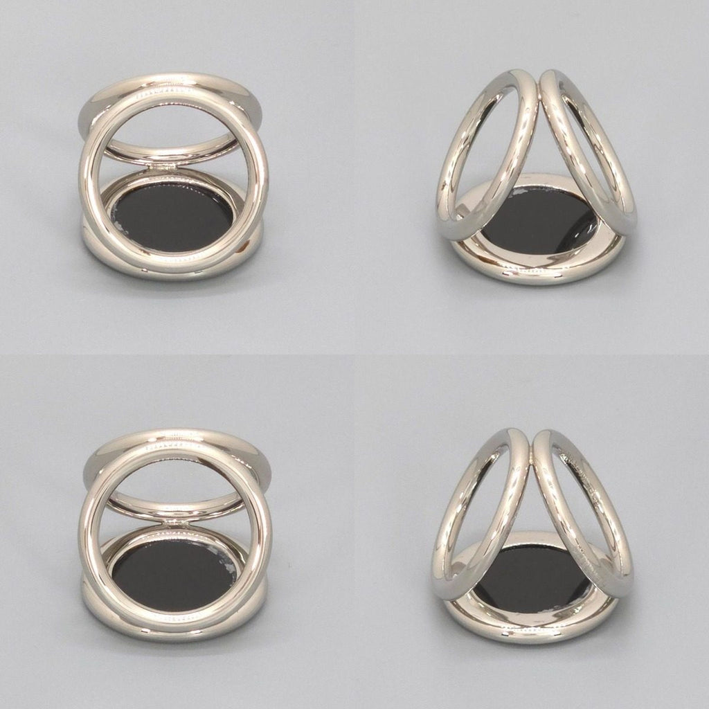 Hermes Scarf Ring Trio Logo Motif Palladium Plated — view 2