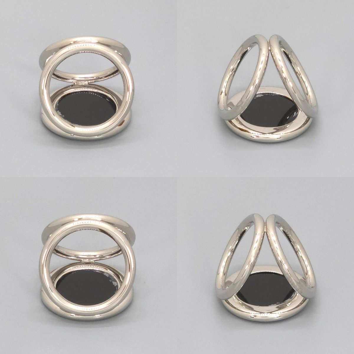 Hermes Scarf Ring Trio Logo Motif Palladium Plated — view 7