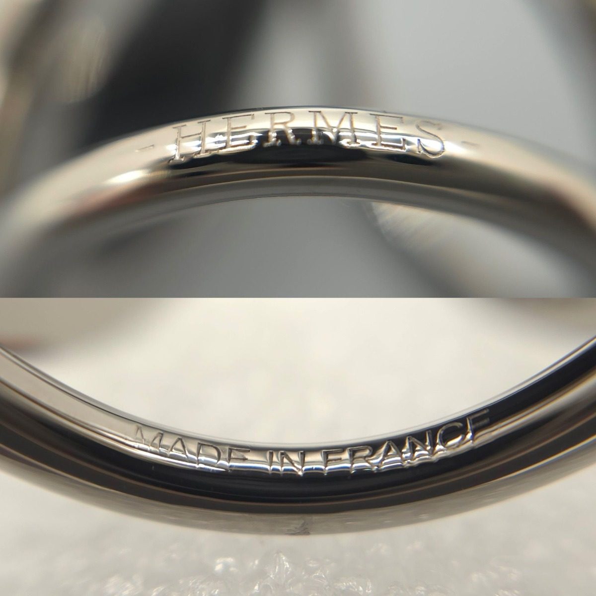 Hermes Scarf Ring Trio Logo Motif Palladium Plated — view 9
