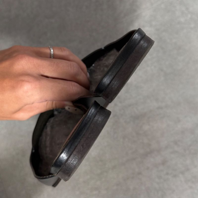 Chanel Coco Mark Leather Stitching Slip-on Sandals Black 34 1 2 — view 7