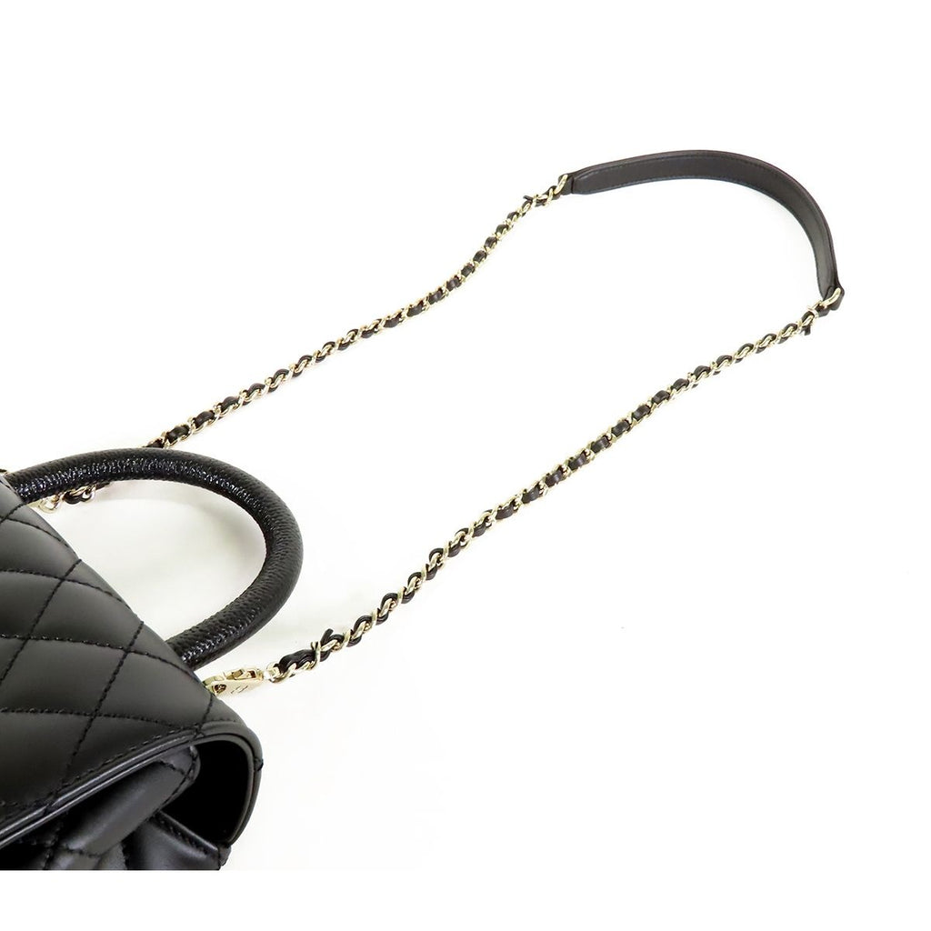 Chanel Coco Handle XS Flap Black Gold Lambskin Caviar 2-Way Shoulder Bag — view 4