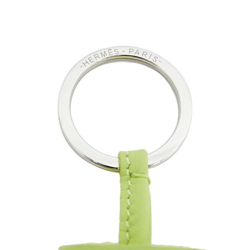 Hermes Key Ring Carmen Charm Pistachio Yellow Green Silver Hardware — view 8