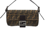 Fendi Mamma Baguette Bag Zucca Pattern Canvas Leather Brown Silver — view 2