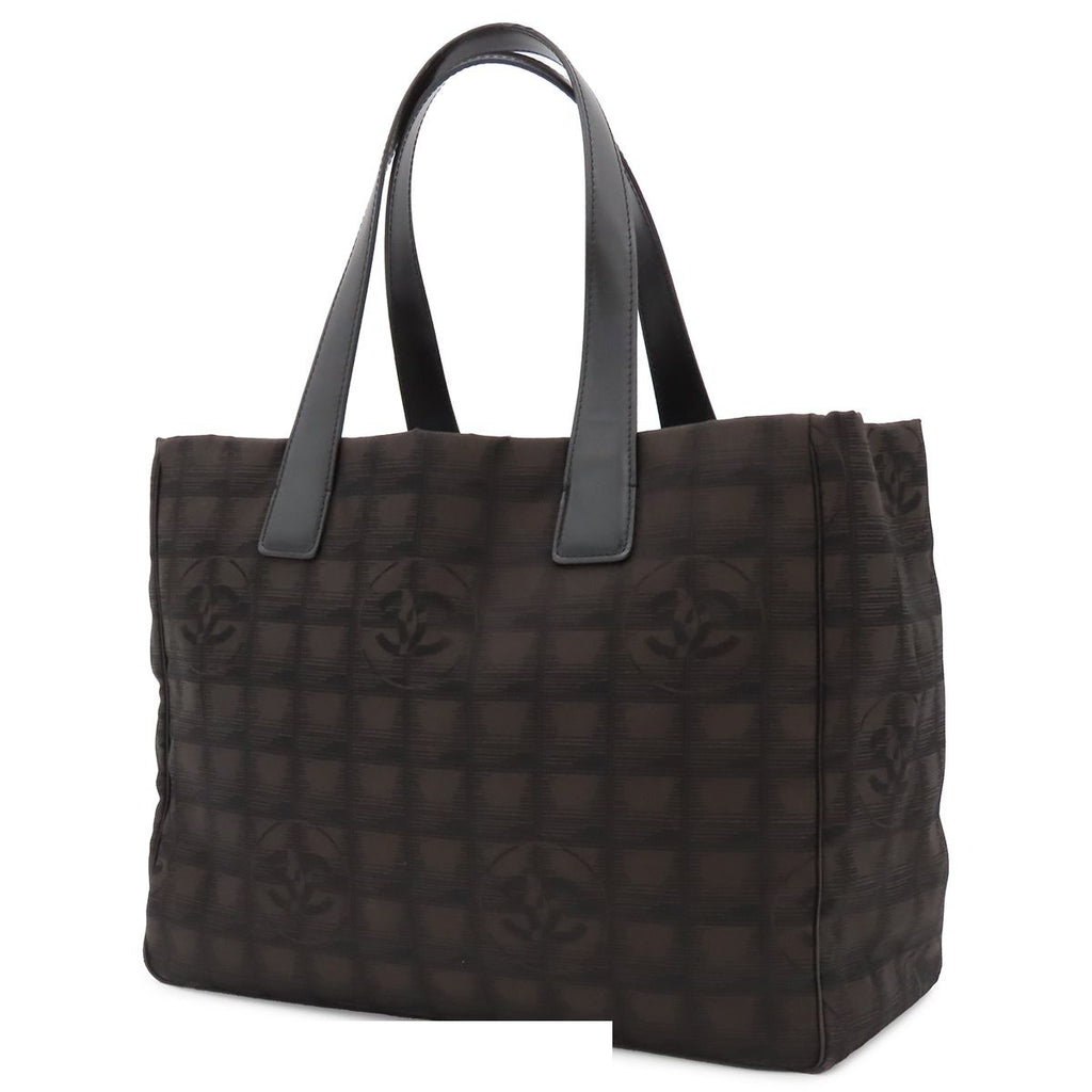 Chanel New Travel Line Tote Bag MM Brown Black Silver Nylon Leather — view 2