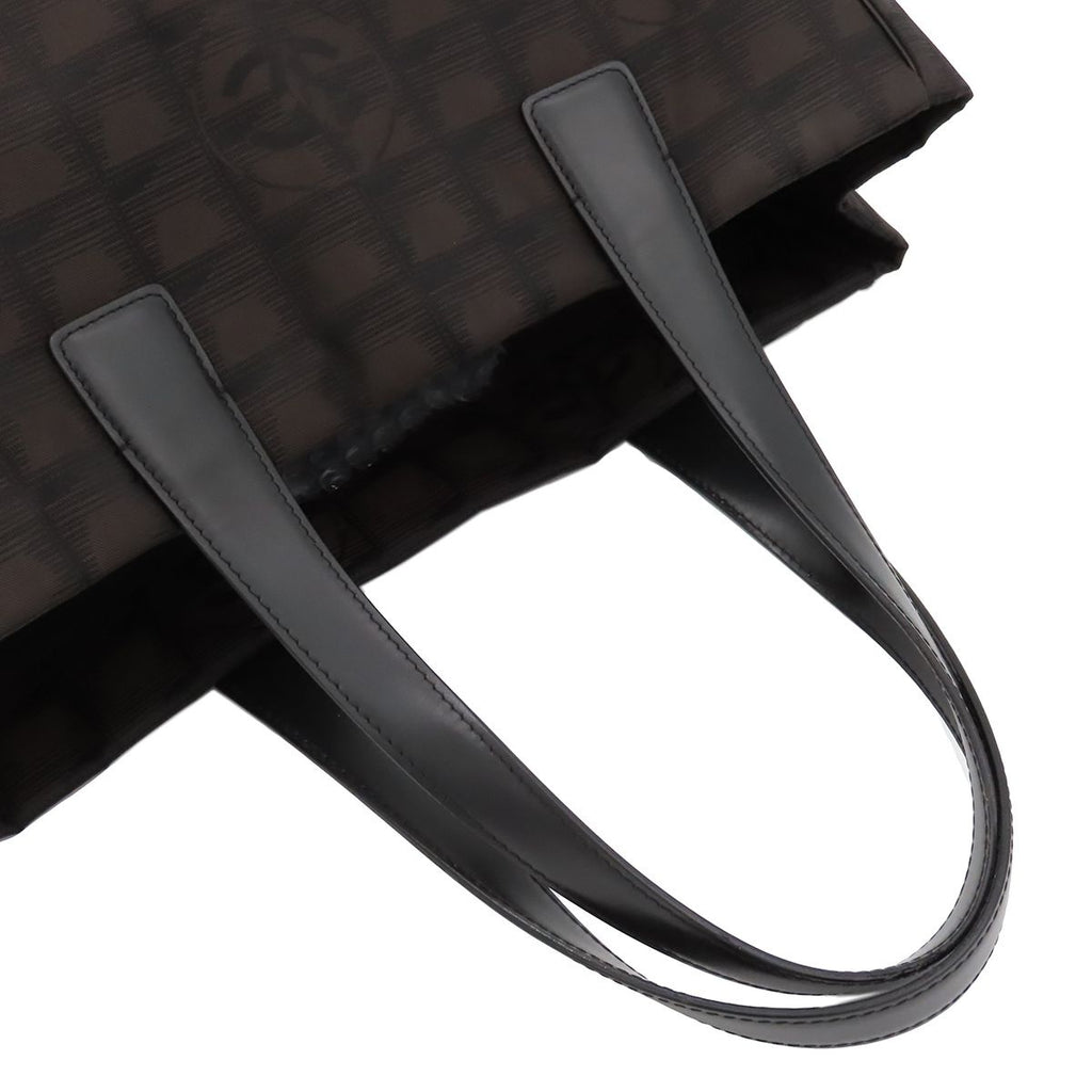 Chanel New Travel Line Tote Bag MM Brown Black Silver Nylon Leather — view 4