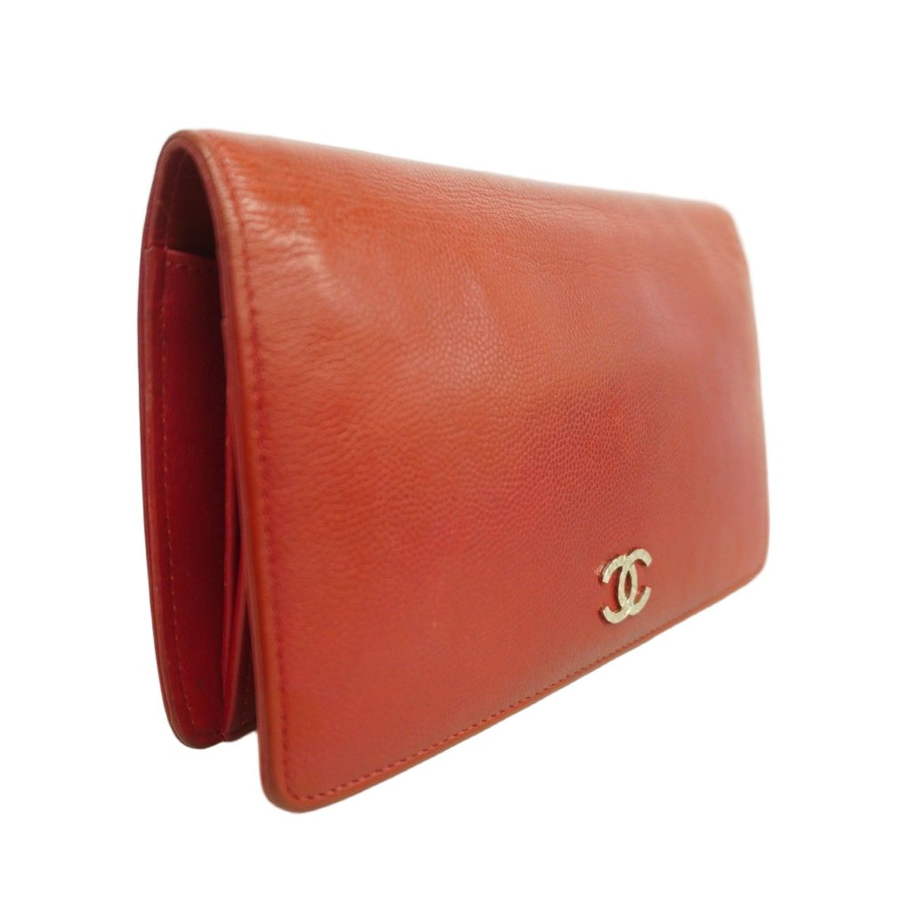 Chanel Wallet Caviar Leather Red Silver — view 2