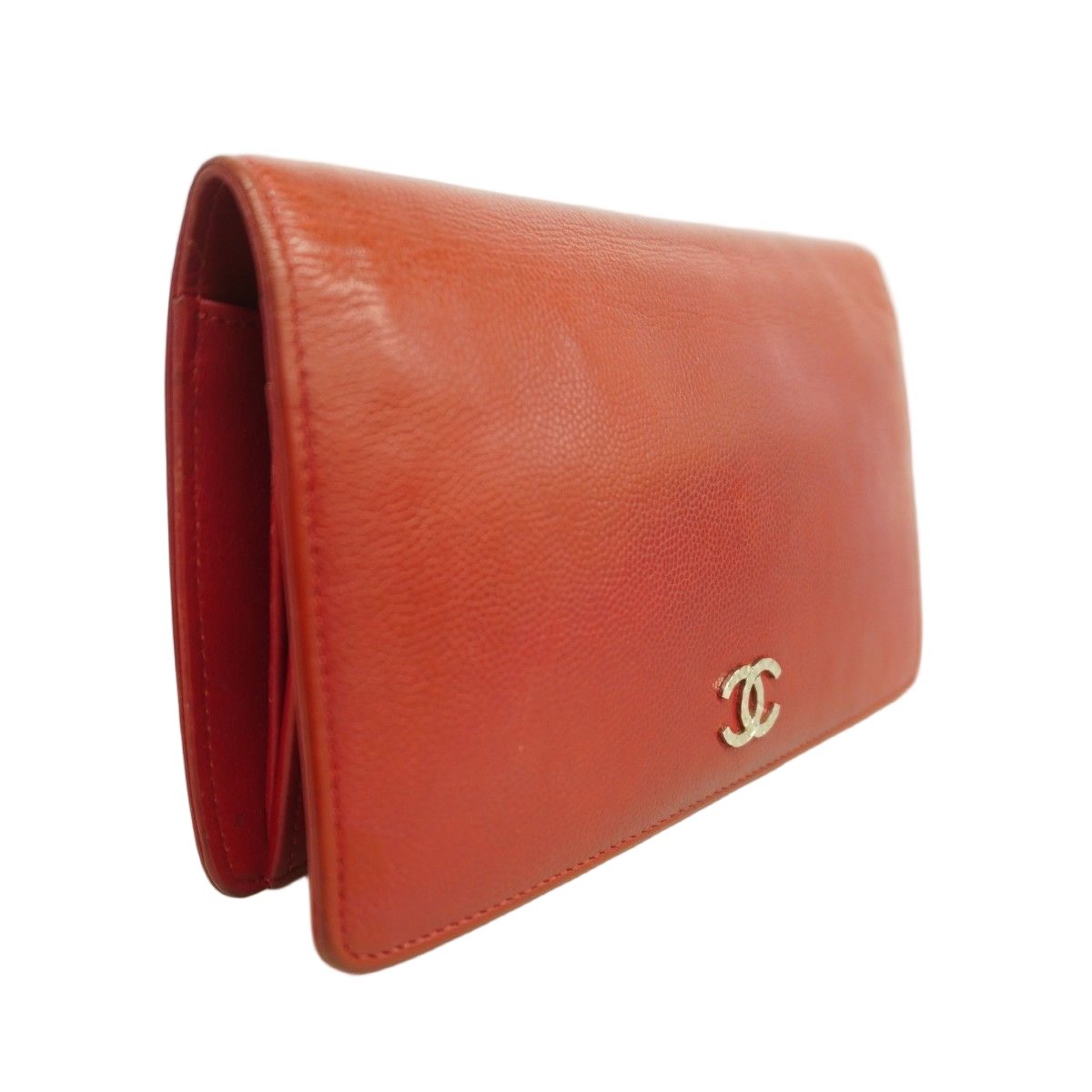 Chanel Wallet Caviar Leather Red Silver — view 2