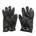 Gucci Gloves 5 Fingers Leather Horsebit Gold Black