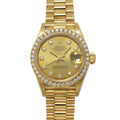 Rolex Datejust No 9 Diamond Bezel Watch 18k Yellow Gold Automatic Winding