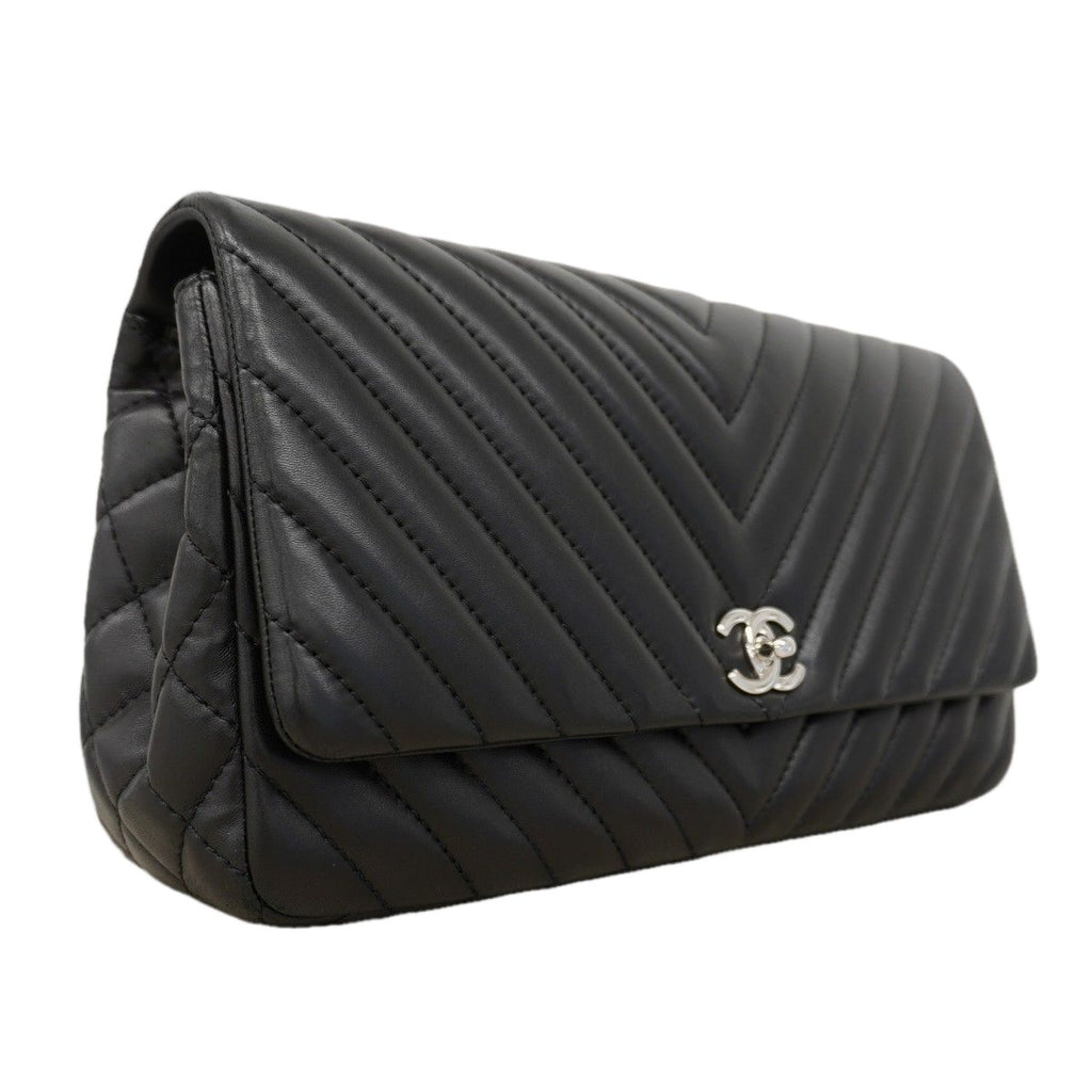 Chanel Shoulder Bag Chez Blanc Lambskin Black Silver — view 2