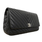 Chanel Shoulder Bag Chez Blanc Lambskin Black Silver — view 2