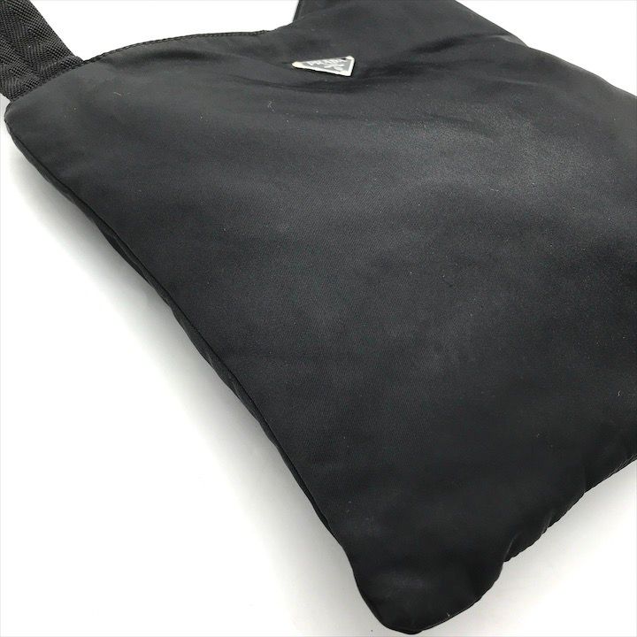 Prada Triangle Logo Nylon Tessuto Leather Shoulder Bag Black — view 5