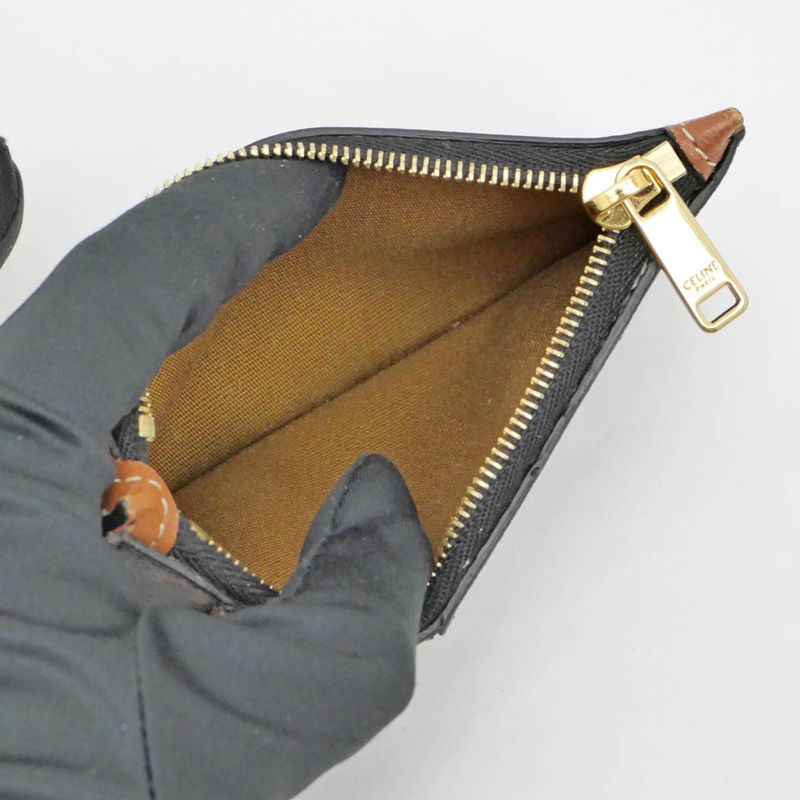 Celine Triomphe Coin Case Holder Tan Gold Hardware Leather — view 7