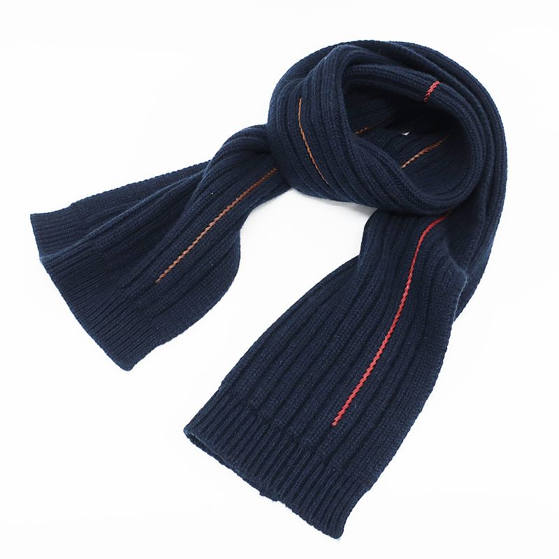 Hermes Muffler-h Torsade Cuir Navy-style Cashmere Silk Clothing Scarf — view 8