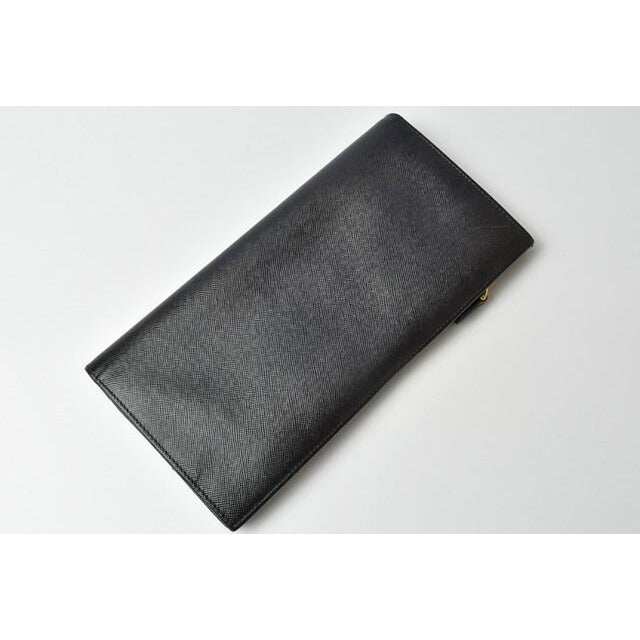 Prada Wallet Long 1 M1302 Saffiano Shape Pressed Leather Nero — view 3