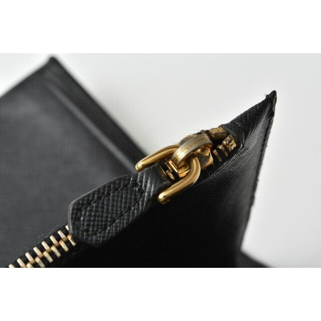 Prada Wallet Long 1 M1302 Saffiano Shape Pressed Leather Nero — view 8