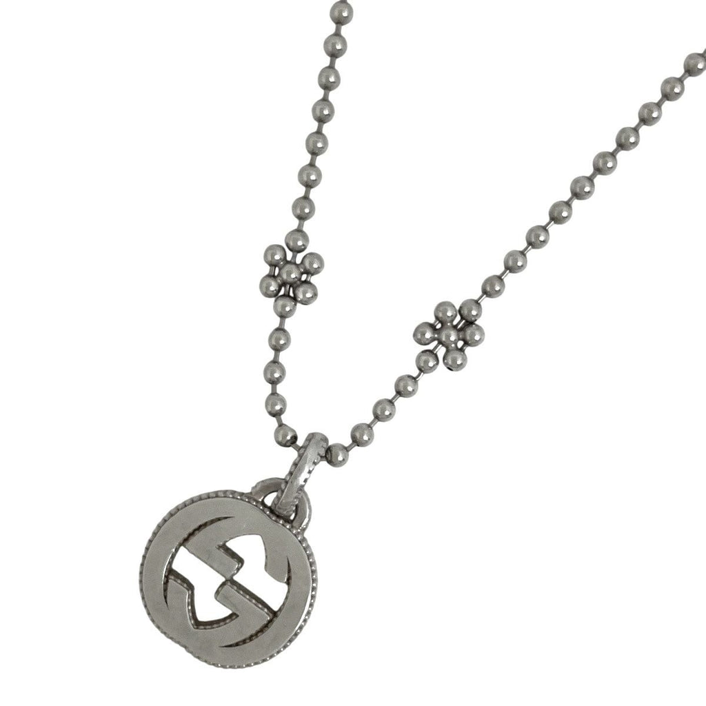 Gucci Interlocking Necklace Round 925 Sterling Silver