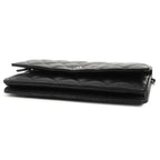 Chanel Chain Wallet Black Silver Lambskin Quilted Pochette Shoulder Bag — view 3