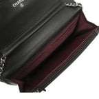Chanel Chain Wallet Black Silver Lambskin Quilted Pochette Shoulder Bag — view 4