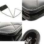 Chanel Chain Wallet Black Silver Lambskin Quilted Pochette Shoulder Bag — view 5