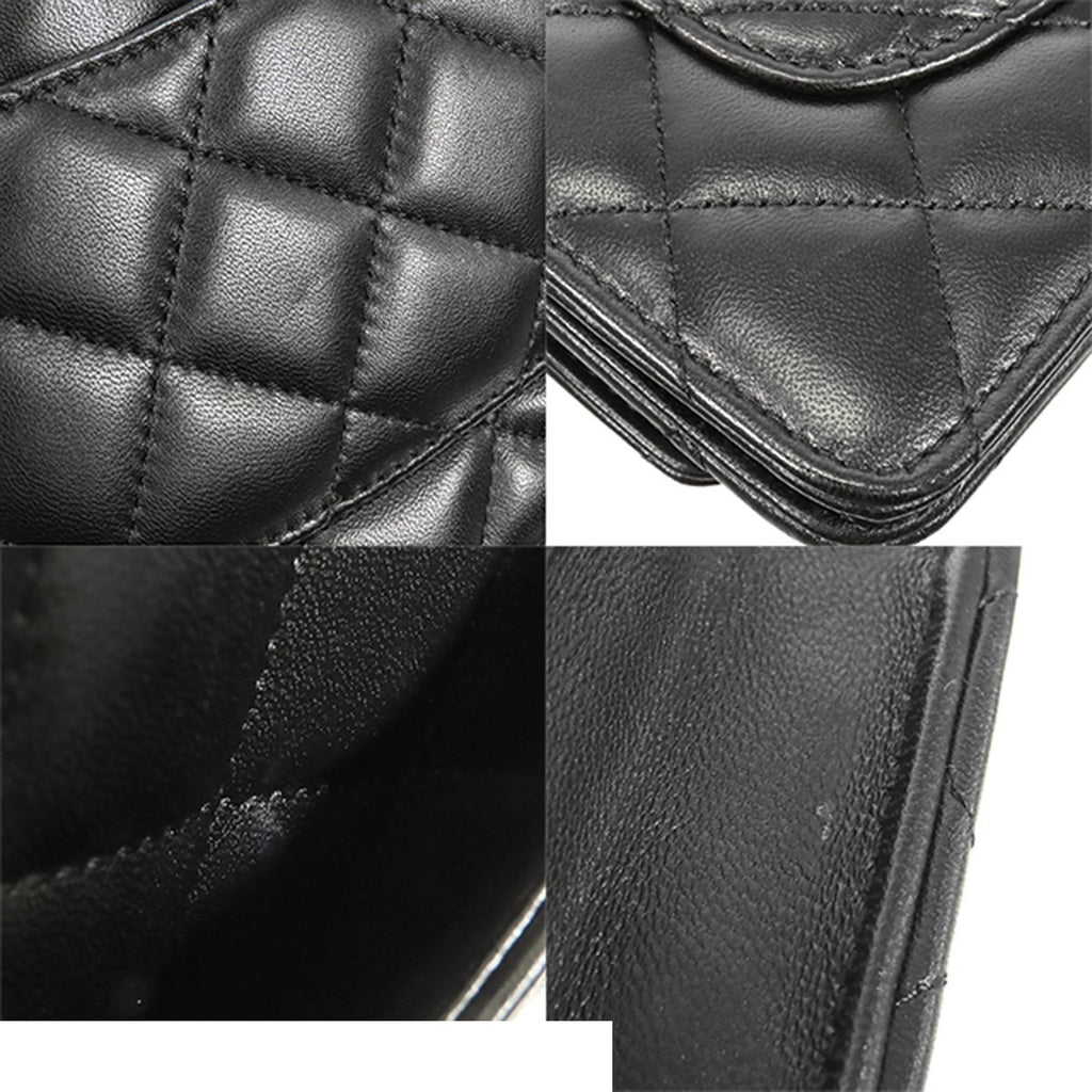 Chanel Chain Wallet Black Silver Lambskin Quilted Pochette Shoulder Bag — view 6