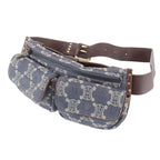 Celine Macadam Denim Triomphe Leather 2-Way Belt Bag Crossbody Waist Pouch