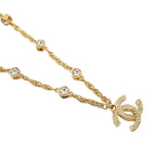 Chanel Necklace Vintage CC Logo Gold Plated Rhinestone — view 2