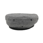 Hermes Beret Cashmere Gray Black Embroidery Hat