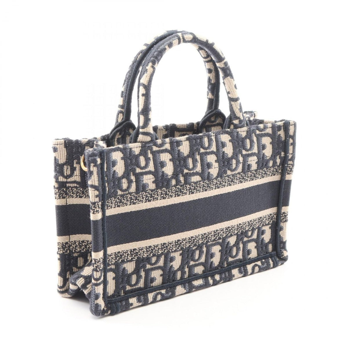 Dior Tote Book Mini Navy Canvas Oak Beige — view 2