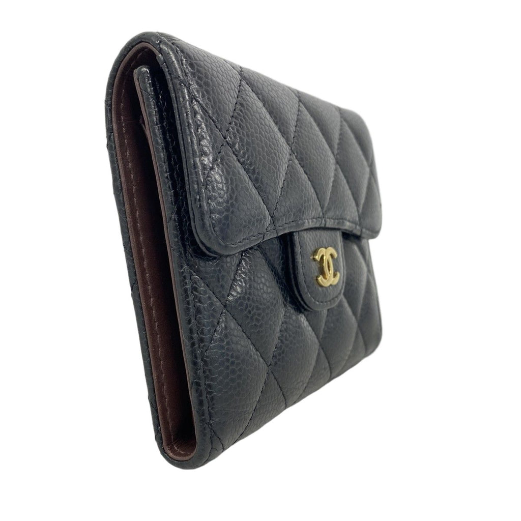 Chanel Wallet Quilted Caviar Leather Black Gold — view 2