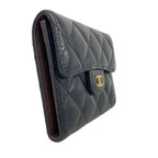 Chanel Wallet Quilted Caviar Leather Black Gold — view 2
