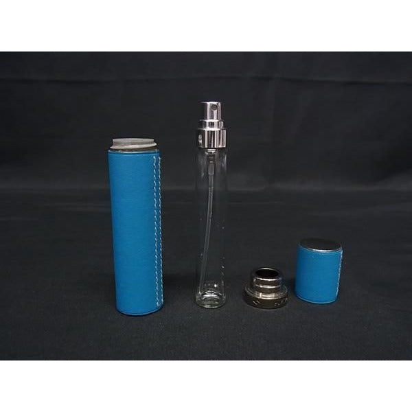 Hermes Perfume Case Refillable Atomizer Blue Leather Portable — view 4