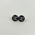 Chanel CC Logo Earrings Navy Silver Vintage — view 2