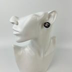 Chanel CC Logo Earrings Navy Silver Vintage — view 3