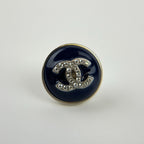 Chanel CC Logo Earrings Navy Silver Vintage — view 4