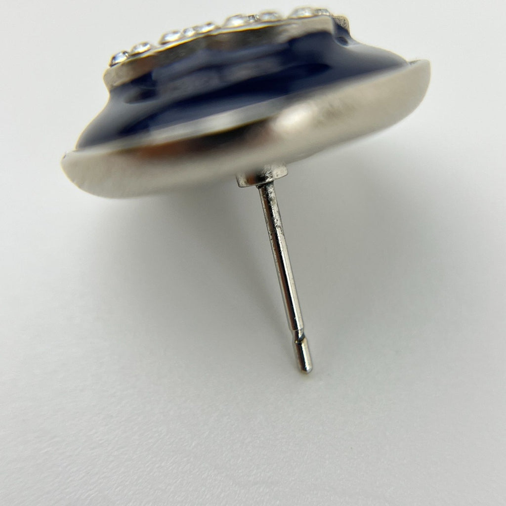 Chanel CC Logo Earrings Navy Silver Vintage — view 7