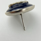Chanel CC Logo Earrings Navy Silver Vintage — view 7