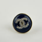 Chanel CC Logo Earrings Navy Silver Vintage — view 9