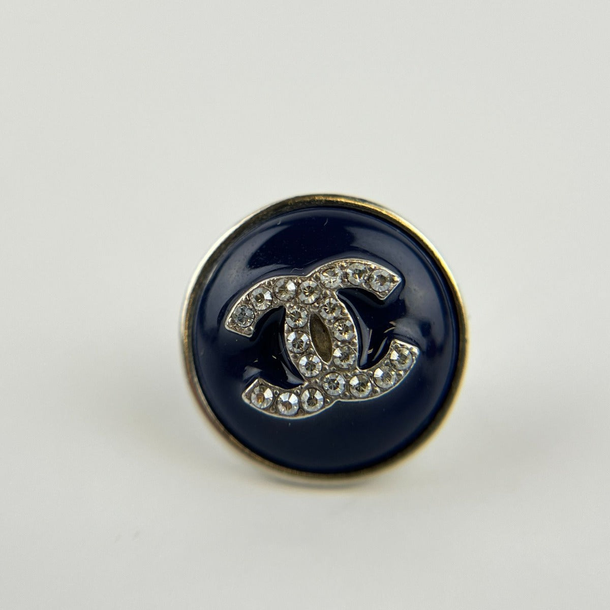 Chanel CC Logo Earrings Navy Silver Vintage — view 9