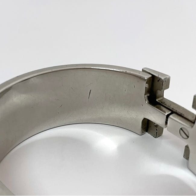 Hermes Bangle Click Clack Silver Light Blue Metal — view 2