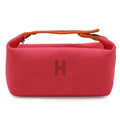 Hermes Bride-a-Brac PM Bath Pouch Cosmetic Handbag Canvas Hibiscus Pink