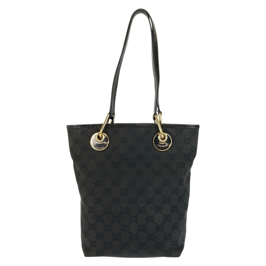 Gucci Black Gold GG Canvas Tote Shoulder Bag