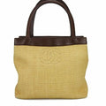 Chanel Raffia Tote Summer Shoulder Bag Straw Beige Brown