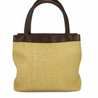Chanel Raffia Tote Summer Shoulder Bag Straw Beige Brown