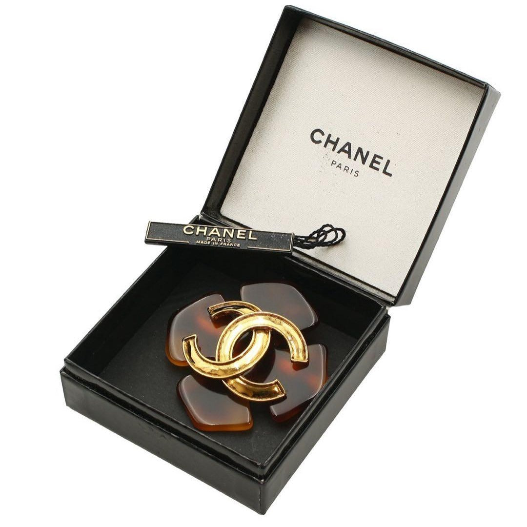 Chanel Coco Mark Tortoiseshell Cross Brooch 94